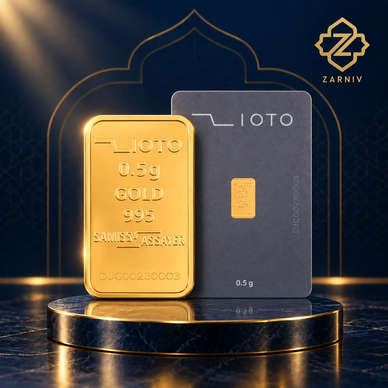 شمش طلا نیم گرمی زیوتو عیار 995