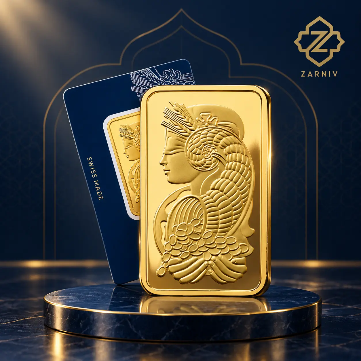 شمش طلا 1 اونسی سوئیس24 عیار پمپ PAMP