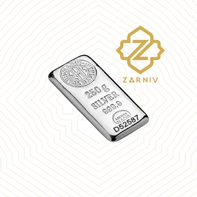 شمش نقره 250 گرمی نادیر عیار 999.9