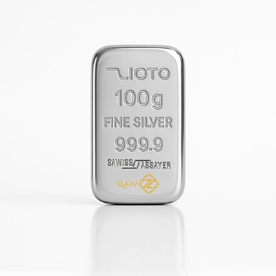 شمش نقره 100 گرمی زیوتو عیار 999.9