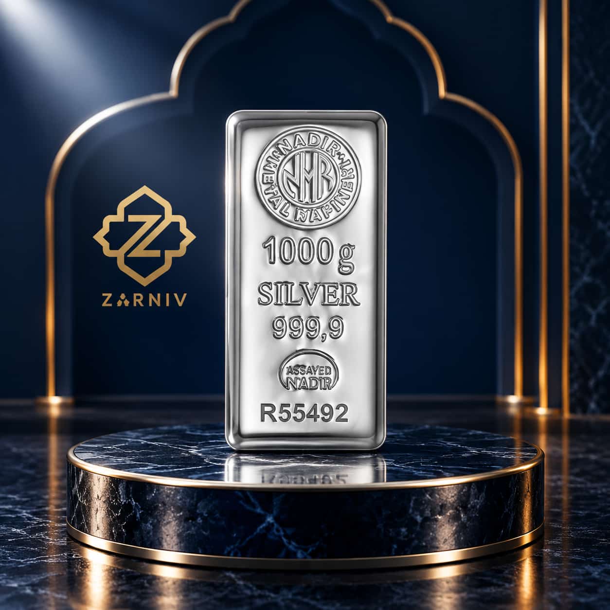 شمش نقره 1000 گرمی نادیر با خلوص 999.9